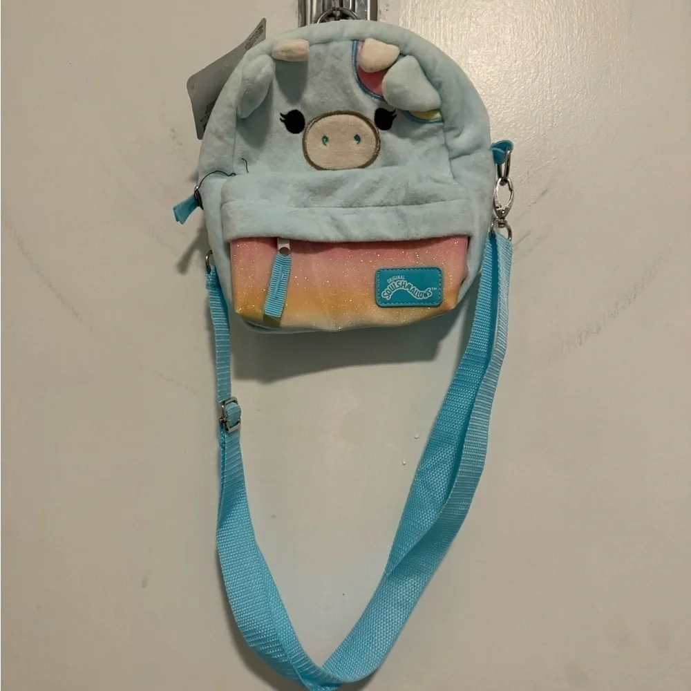 Squishmallows Unicorn Plush Bag - Blue and Pastel